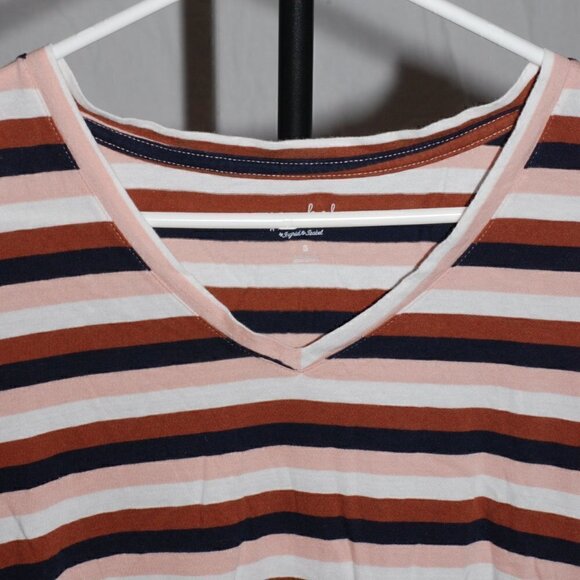 Maternity Small Womens Isabel Maternity Striped Short Sleeve Pregnancy Shirt EUC - Picture 2 of 6